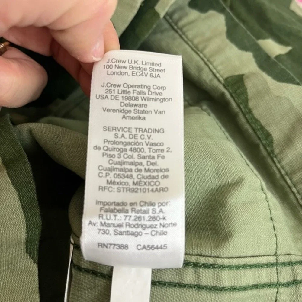 J Crew Shacket Womens XXS‎ Camo Trench Utility 100% Cotton It Girl NWT